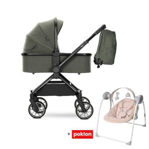 KOLICA ZA BEBE REYA 3U1 - GREEN + LJULJASKA 10021952411P