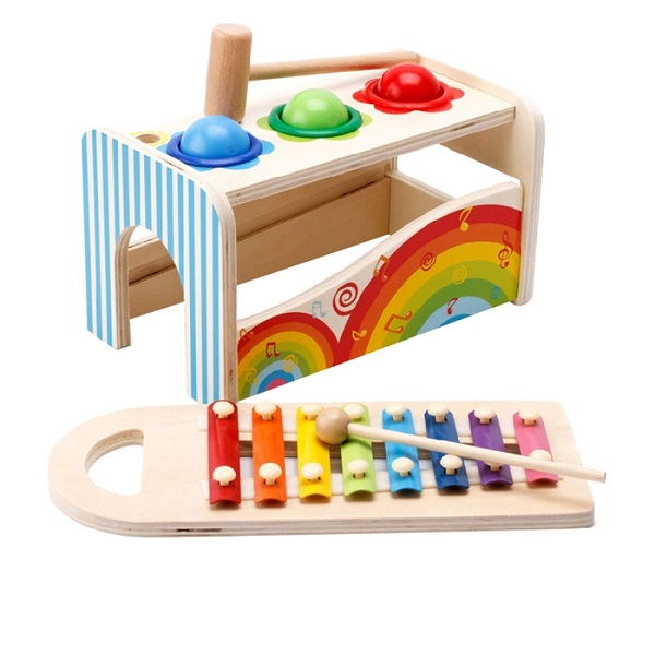 DRVENA IGRAČKA 3U1 -KUTIJA ZA UDARANJE GB-013